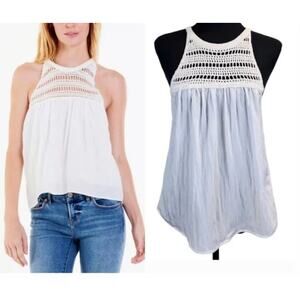 Dear John Crochet White Tank Top Blouse M Boho Vaca Beachy